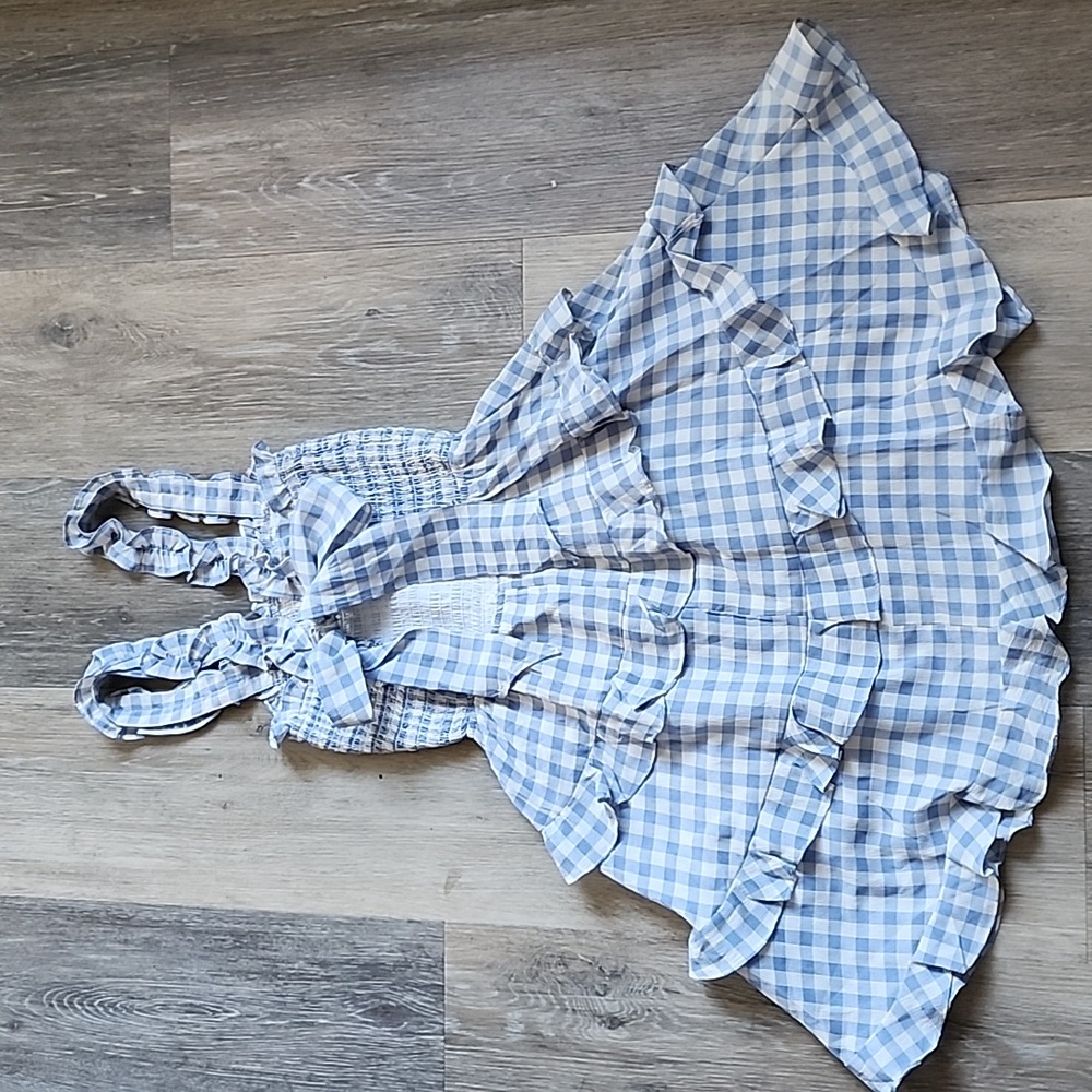 Blue Gingham Mini Dress - Picture 9 of 12